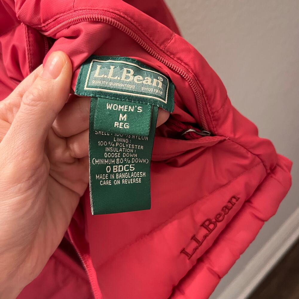 L.L.Bean Womens Reversible Down Puffer Jacket Pink/Red Goose Down M Gorpcore - Picture 9 of 10